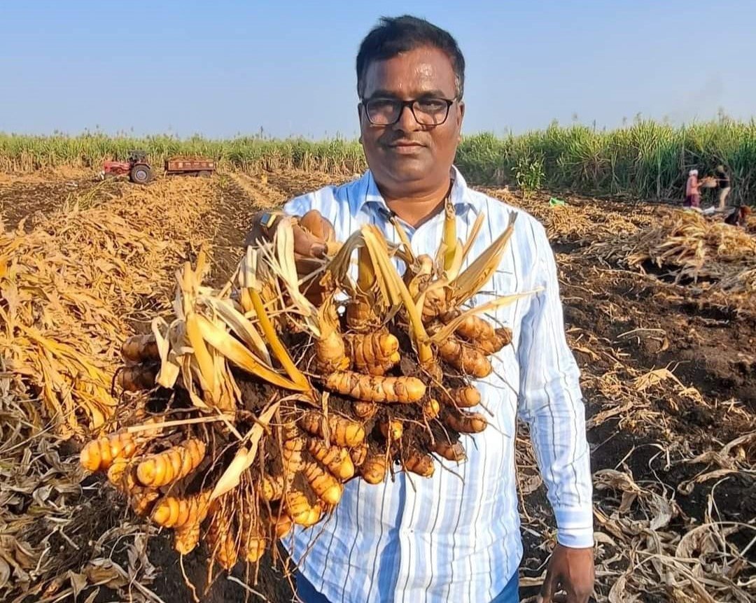 Farmer with turmeric